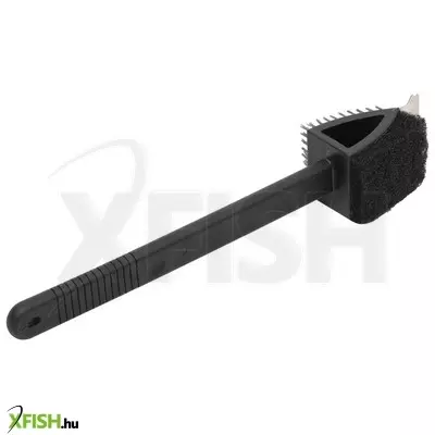 Home grt04 grillkefe, hosszú nyelű, kemény szivacs, fémsörtés kefe, rozsdamentes kaparófej