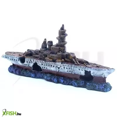 Szer-ber team csatahajó-roncs akvárium dekoráció - 23x4x11cm (gu-335)