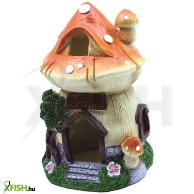 Szer-ber team gombaház műgyanta dekoráció akváriumba, terráriumba, kis rágcsálónak - 13x13x20cm