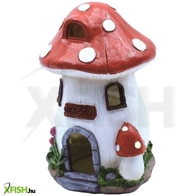 Szer-ber team gombaház műgyanta dekoráció akváriumba, terráriumba, kis rágcsálónak - 12x11x19cm