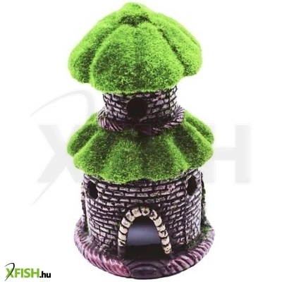 Szer-ber team mohatetős ház akvárium dekoráció - 9x9x16cm (gu-889)