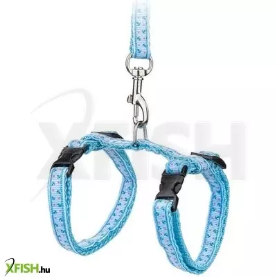 Happet macska hám pórázzal kék (jk01)