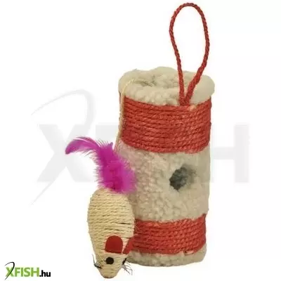 Happet kaparófa henger egérrel macskajáték 20x10cm