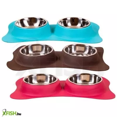 happet dupla fémtál szilikon talpon 2*480 ml türkiz