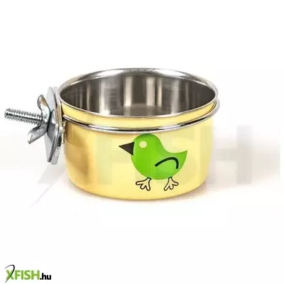 Happet etető-itató fémtálka csavaros rögzítővel kisállat ketrecbe - 0,8 liter