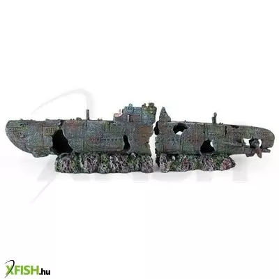 Tengeralattjáró-roncs akvárium dekoráció - r184 happet (40x7x10cm - két részes)