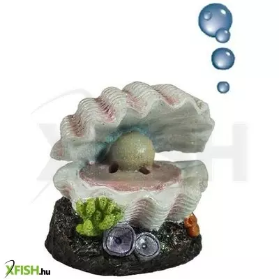 Kagyló skvárium dekoráció levegőporlasztóval - u737 happet (6x6x6cm)