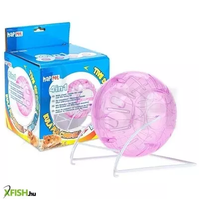 Happet rágcsáló futógömb állvánnyal 14,5cm (rózsaszín)