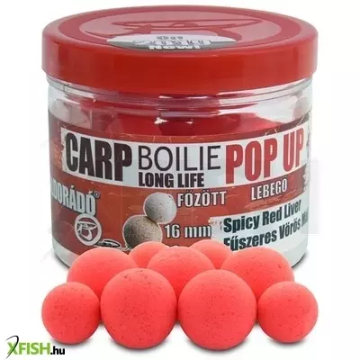 Haldorádó Carp Boilie Long Life Pop Up - Fűszeres Vörös Máj / Spicy Red Liver 40 g / 16, 20 mm Lebegő Bojli