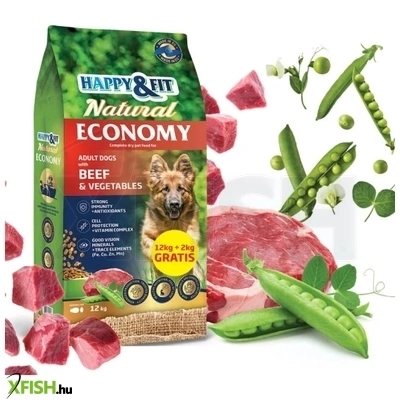 happy&fit natural economy adult szárazeledel kutyák részére marha zöldséges 12+2kg