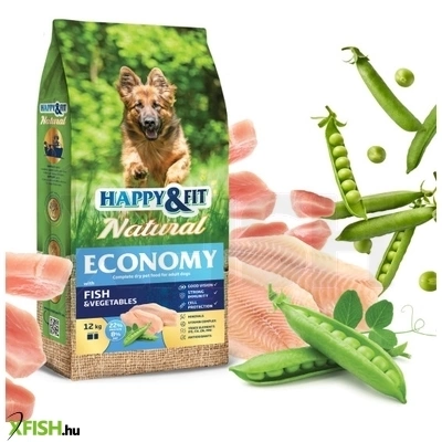 Happy Fit Natural Economy Adult Száraztáp Halas Zöldséges 12000g
