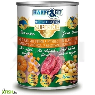 Happy&Fit Superior Dog Nedves Kutyaeledel Vaddisznóhús Sütőtökkel Burgonyával 400g 12 db/csomag