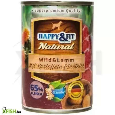 happy&fit natural dog konzerv vadhús & bárány burgonyával & sáfrányolajjal 400g, 6 db/csomag
