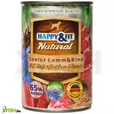 Happy&fit natural dog konzerv senior bárány & marha zabliszttel & lenmagolajjal 400g, 6 db/csomag