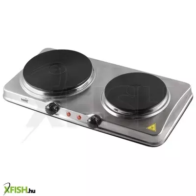 Home hg r 04ss hordozható elektromos főzőlap, dupla, teljesítmény 1000 W + 1500 w, ∅15 cm + ∅18 cm főzőfelület, rozsdamentes készülékház