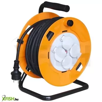 Home hjr 10-30 kábeldob, 30 m, fém talp, ip44-es védelem, h07rn-f 3g1,5 mm2 kábel gumi kábel, max. 3000 w, 4 aljzat takarófedéllel, védőkapcsoló