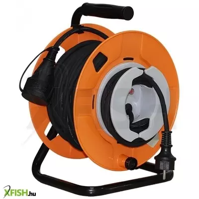 Home hjr 25-3 kábeldob, 22 + 3 m,  ip44-es védelem, h05rr-f 3g1,5 mm2 gumírozott kábel,  védőkapcsoló, max. 3500 w, fém talp, kültérre is