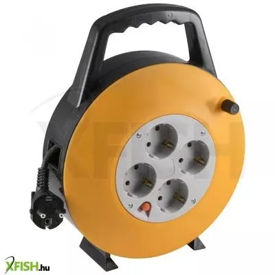 home hjr 3-10 kábeldob, 10 m, ip20 kivitel, műanyag tartó, h05vv-f 3g1,0 mm2 kábel, max. 2300 w, védőkapcsoló, 4 védőérintkezős aljzat