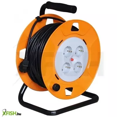 home hjr 4-25 kábeldob, 25 m, ip20 kivitel, fém talp, h05vv-f 3g1,0 mm2 kábel, max. 2300 w, védőkapcsoló, 4 védőérintkezős aljzat