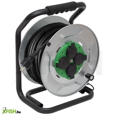 Home hjrm2025 fém kábeldob, 25 méter, fém talp, h07rn-f 3g2,5 mm2 vezeték, 250 v~ / max. 16 a, túlmelegedés elleni védőkapcsolóval