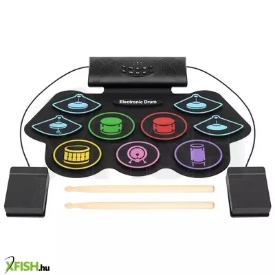 Home hrd1 feltekerhető dobszett, 7 választható ritmus és 10 demó dal, dobolás felvétele és visszajátszása, bluetooth funkció