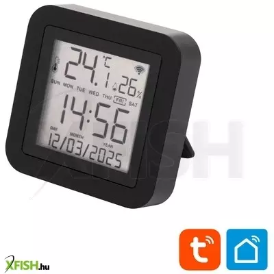 Home hsthr távirányító, hő- és páratartalom mérő, óra, lcd kijelző, smart life, tuya smart, okos otthon, telefonos értesítés, automatizálás, eszközvezérlés, riasztás, USB tápellátás