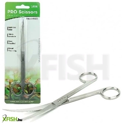 Ista akváriumi növényvágó olló hajlított 17cm