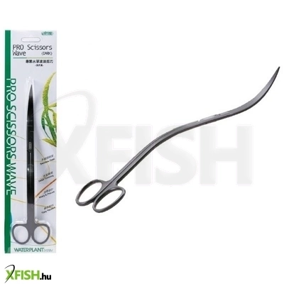 Ista akváriumi növényvágó olló hullámos 25cm (matt fekete)
