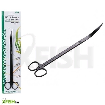 Ista akváriumi növényvágó olló hajlított 25cm (matt fekete)