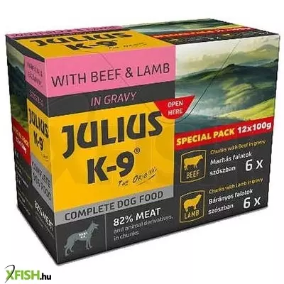 Julius-k9 beef & lamb kutyaeledel csomag - 12*100g (marhás, bárányos)