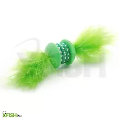 Jk animals macskajáték - csillogó felületű, tollas (zöld) 15cm