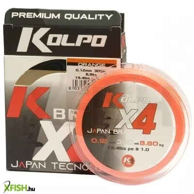 Kolpo Kx4 Braid Orange Fonott zsinór Narancssárga 150 M 0,12 mm 8,8 Kg