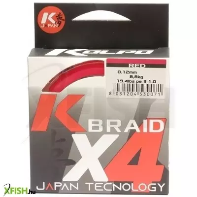 Kolpo Kx4 Braid Red Fonott zsinór Piros 150 M 0,20 mm 12,5 Kg