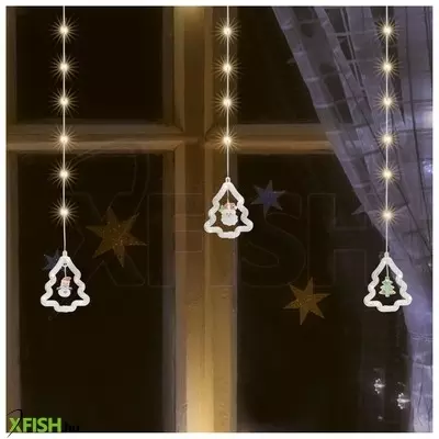 Dekorációs termékek home kaf110ww fényfüggöny, kül- és beltéri kivitel, 2,7 méter, 110 db melegfehér microled, mikulás és hóember figurák