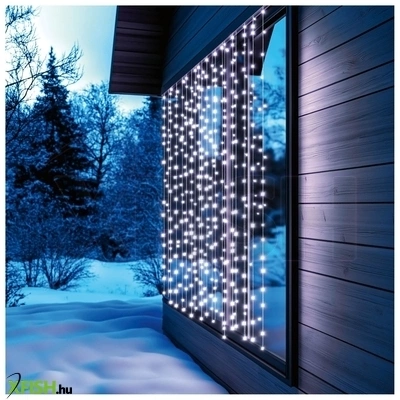 Dekorációs termékek home kaf400dwh dot led-es fényfüggöny, 400 db hidegfehér dot led, 2x2m, 8 program, ismétlődő időzítés, hálózati tápellátás, kül- és beltéri kivitel