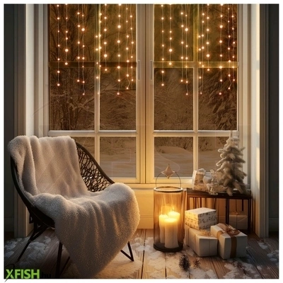 Dekorációs termékek home kaf50dledww dot led-es fényfüggöny, 50db melegfehér dot led, 81cm, állófényű, adapteres tápellátás, beltéri kivitel