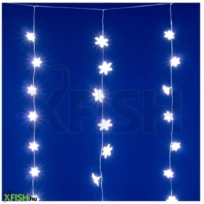 Dekorációs termékek home kaf50wh led-es hópehely fényfüggöny, 1,35 m, 50 db hidegfehér led, hálózati tápellátás, beltéri kivitel