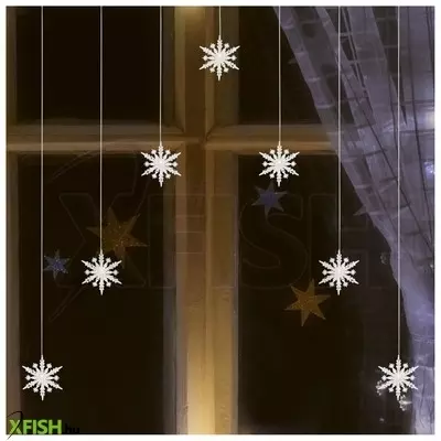 Home kaf7ww akril hópehely fényfüggöny, kül- és beltéri kivitel, 7 db melegfehér led, szélesség 1,2 M
