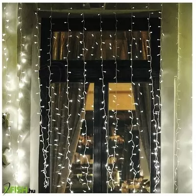 Dekorációs termékek home kaf 210lc led-es fényfüggöny, 2x1 M / 210 db hidegfehér led, fehér vezeték, állófényű, hálózati adapter, kül- és beltéri kivitel