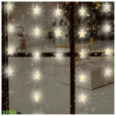 Dekorációs termékek home kaf 50l/ww led-es csillag fényfüggöny, 1,35 M / 50 db melegfehér LED csillag figurákban, átlátszó vezeték, hálózati adapter, beltéri kivitel