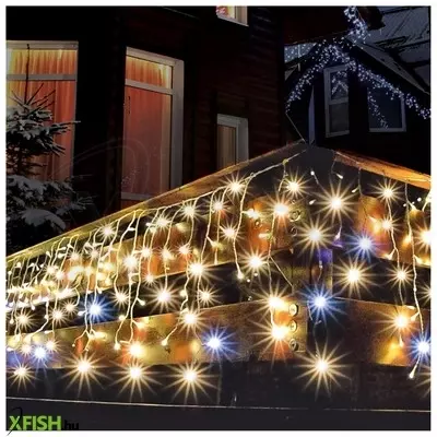 Dekorációs termékek home kaf 600l 10m led-es sziporkázó fényfüggöny, 10 M / 600 db sziporkázó melegfehér led, fehér vezeték, hálózati adapter, kül- és beltéri kivitel