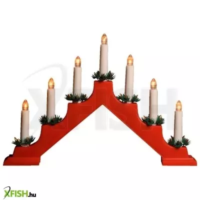 Dekorációs termékek home kal 01 gyertyapiramis, beltéri kivitel, 7 db melegfehér állófényű led, 10 cm magas gyertyák, piros