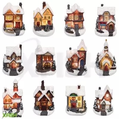 Dekorációs termékek home kdc 01 téli led-es házikó, színes, 12 féle forma, polyresin, beltéri
