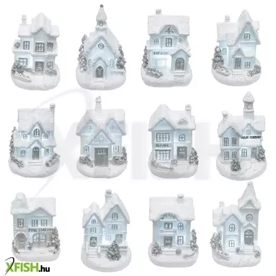 Dekorációs termékek home kdc 02 téli led-es házikó, fehér, 12 féle forma, polyresin, beltéri