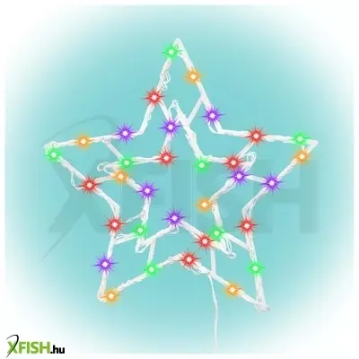 dekorációs termékek home kid503m csillag ablakdísz, kül- és beltéri kivitel, 35 db színes led, 2 tapadókorong, fehér tápkábel, 33 x 28 cm