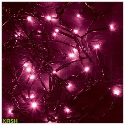 Dekorációs termékek home kii 100/p led-es fényfüzér, 8 M / 100 db pink led, állófényű, zöld vezeték, hálózati adapter, beltéri kivitel