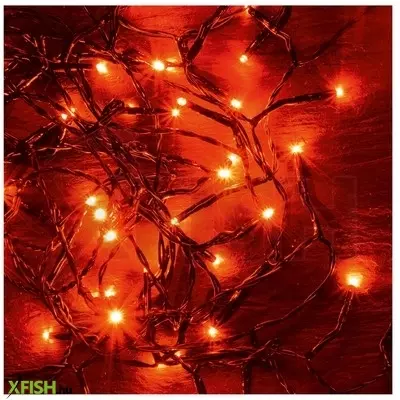 Dekorációs termékek home kii 100/r led-es fényfüzér, 8 M / 100 db piros led, állófényű, zöld vezeték, hálózati adapter, beltéri kivitel