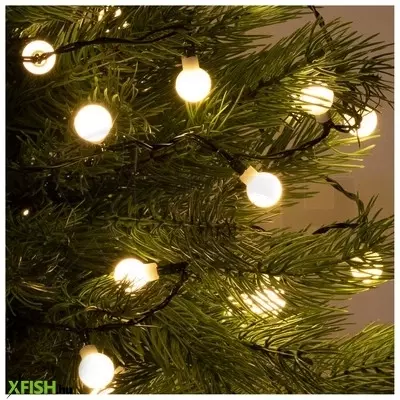 Dekorációs termékek home kii 50b/ww led-es gömb fényfüzér, 4 M / 50 db melegfehér led, állófényű, zöld vezeték, hálózati adapter, beltéri kivitel