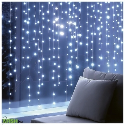 Dekorációs termékek home kin294dwh dot led-es fényfüggöny, 294db hidegfehér dot led, 2m hosszú, állófényű, adapteres tápellátás, kül- és beltéri kivitel