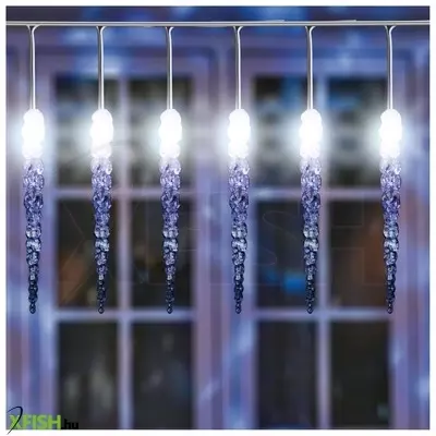 Dekorációs termékek home kjl 50c led-es jégcsap fényfüzér, 7,3x0,25 M / 50 db hidegfehér led, 50 db jégcsap, fehér vezeték, állófényű, hálózati adapter, kül- és beltéri kivitel